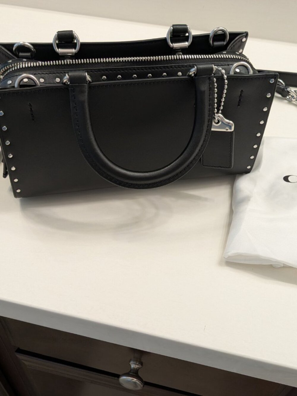 Coach Rogue Baguette 26 Black with Rivets